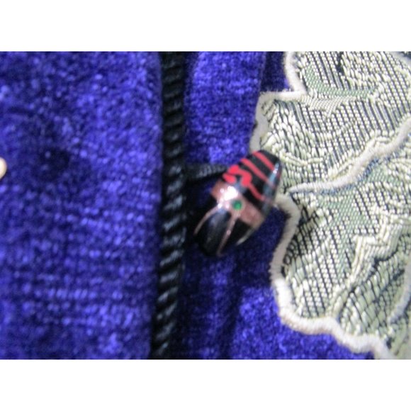 Purple Chenille Glass Applique Embroidered Beaded Sequin Wearable Art Jacket L - Picture 5 of 16